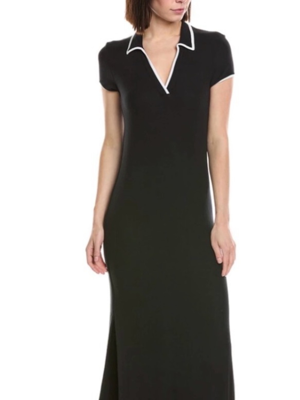 ATM Anthony Thomas Melillo Black Midi Dress with White Trim